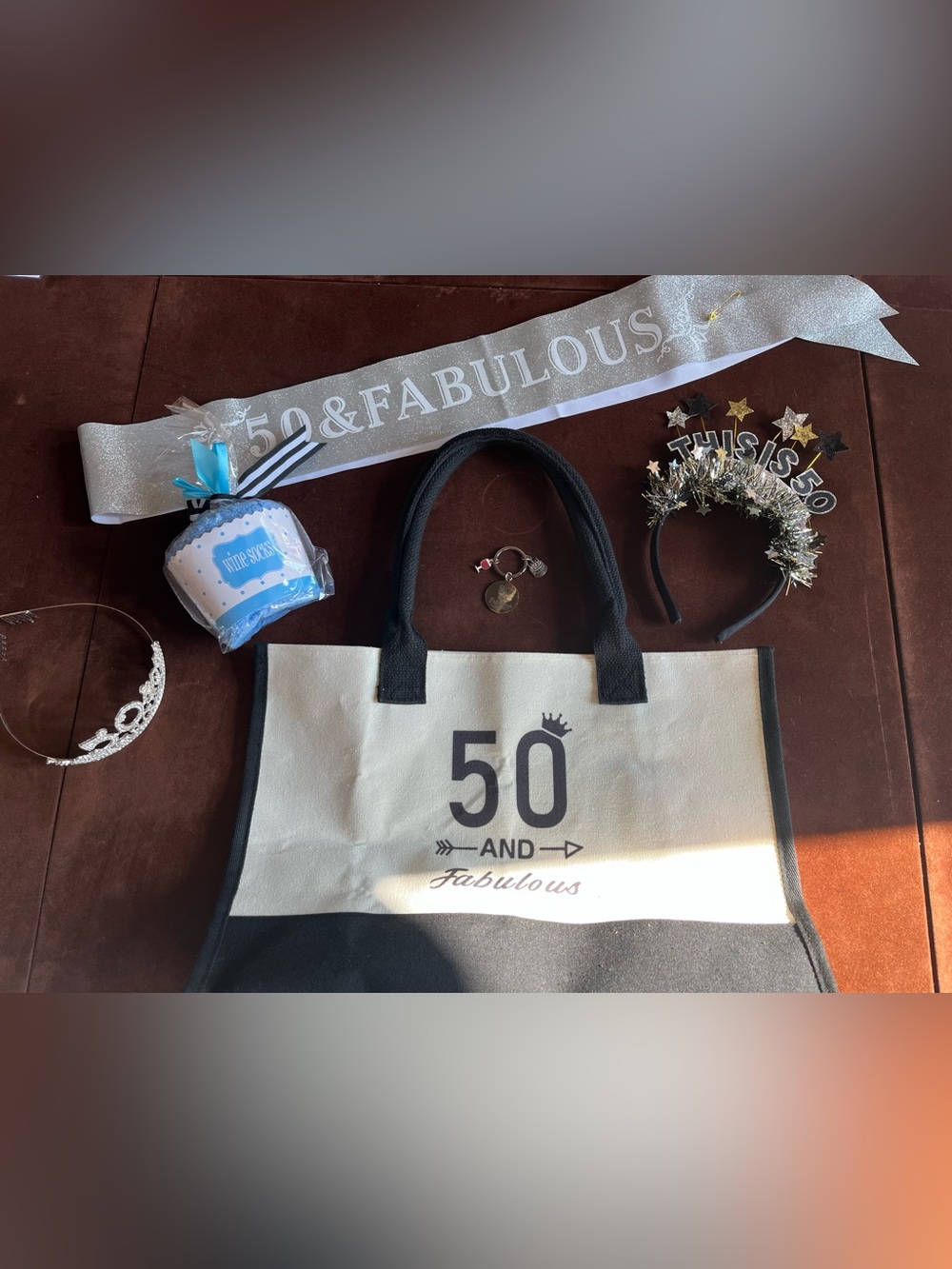 50th bday bundle. Canvas Tote Bag - Black and Cream "50 and Fabulous" and more